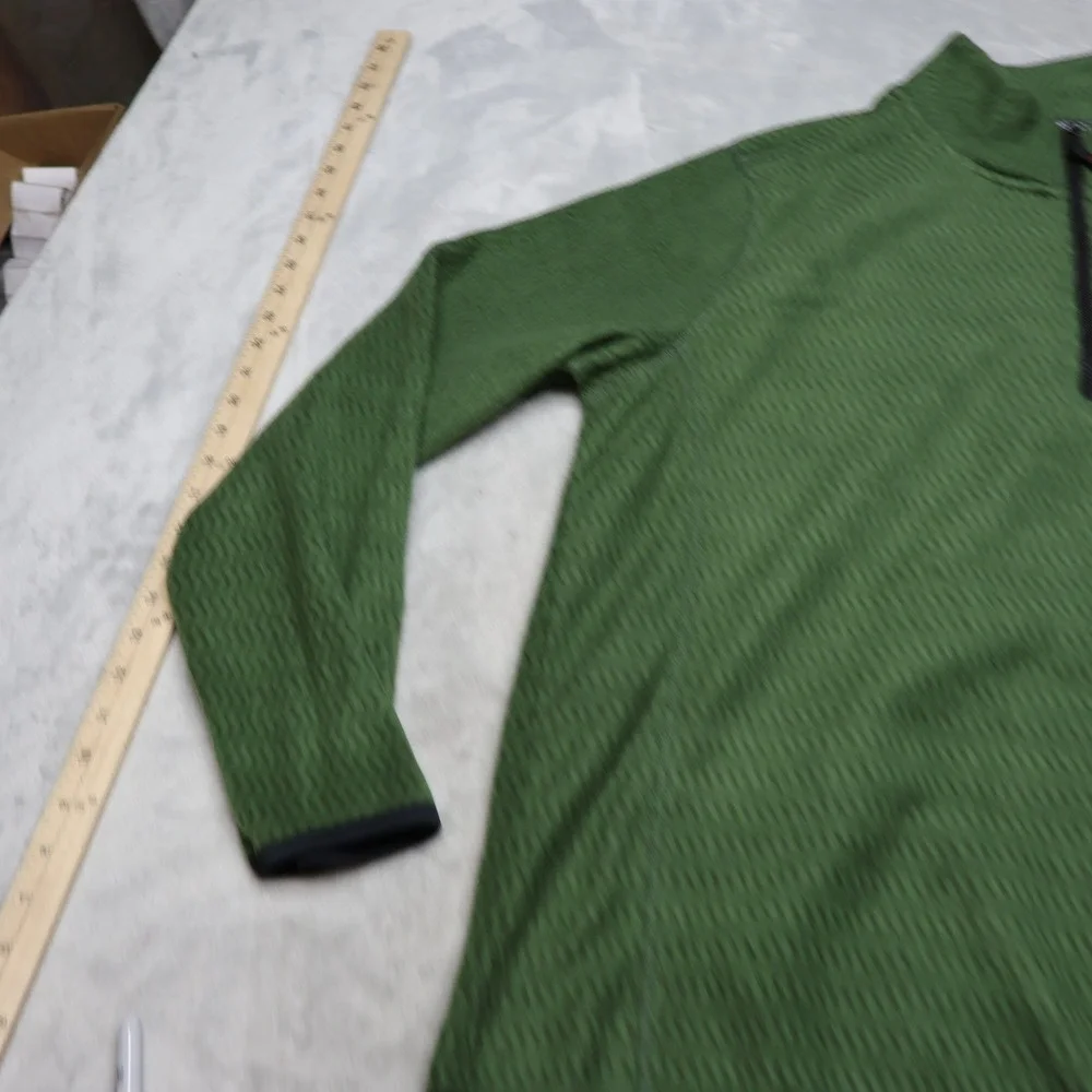 Canada Weathergear Sweater Men XL Green Textured Fleece 1/4 Zip Pullover Outdoor